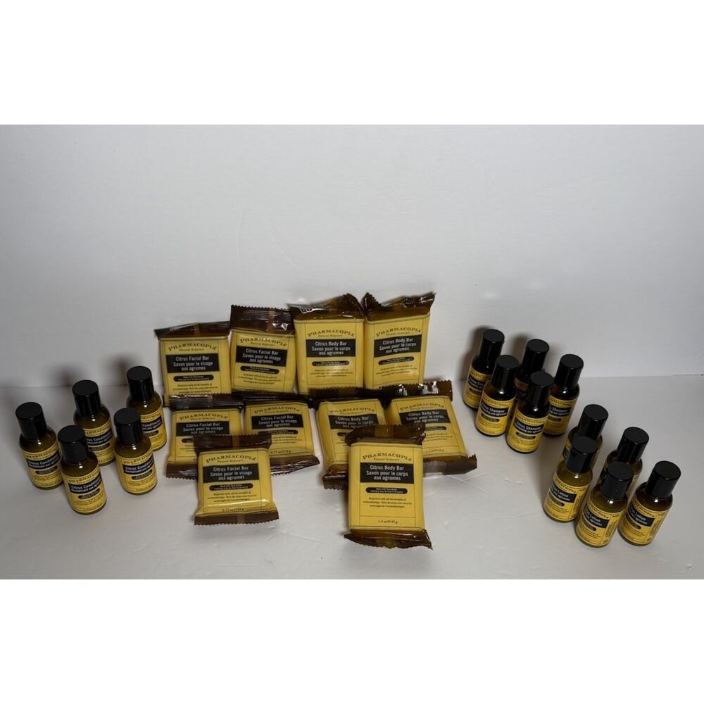 25 Travel Pharmacopia CITRUS Shampoo Conditioner Body Lotion Face & Body Soaps